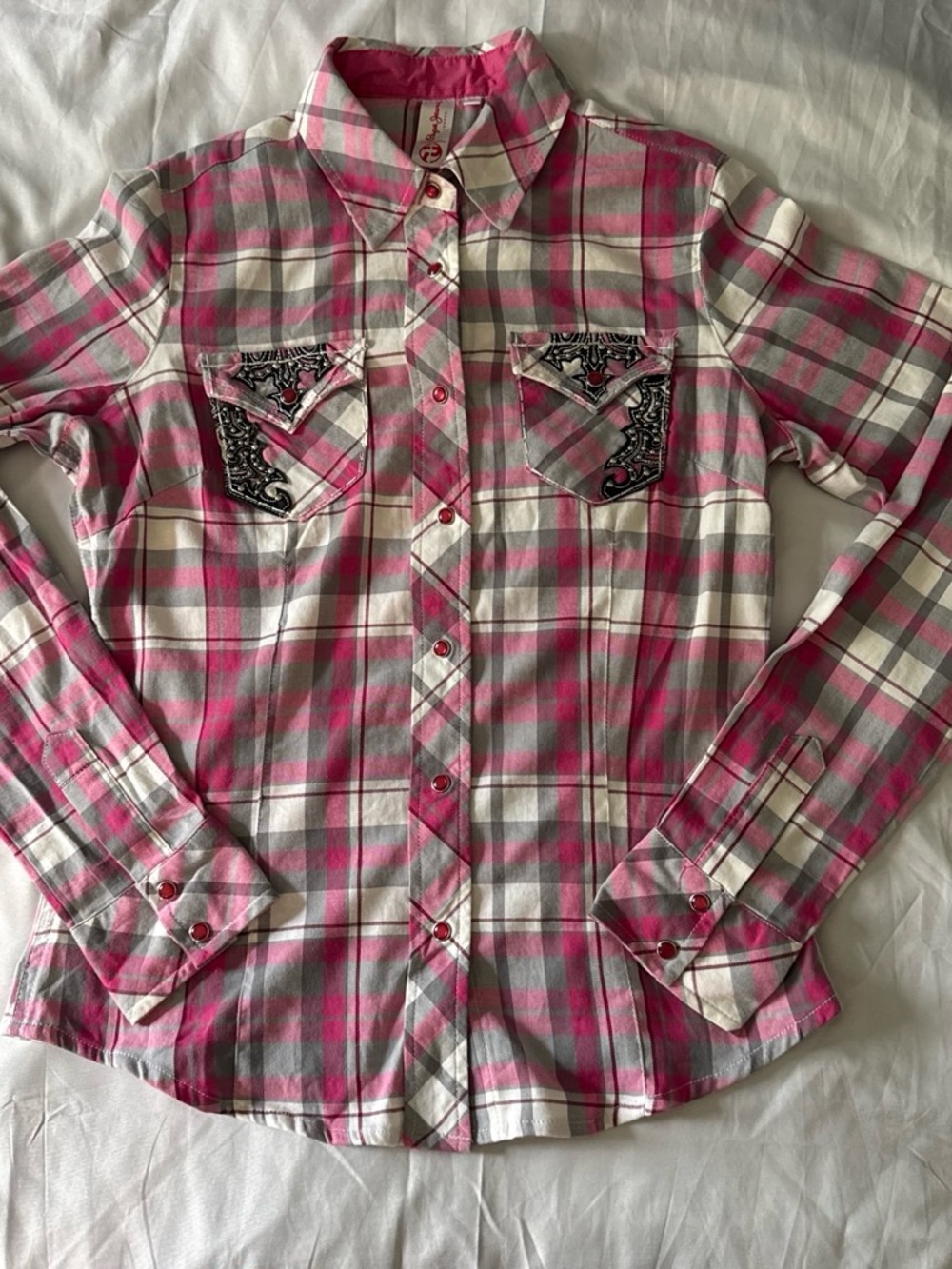 Pepe Jeans Y2K Pink Plaid Western Snap Shirt Small NWOT Cowgirl